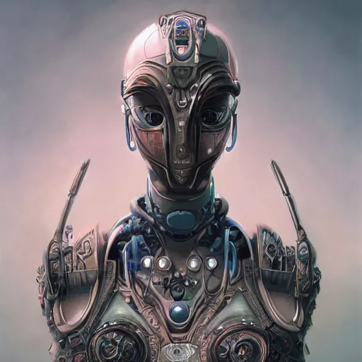 Image similar to low angle shot of a cyberpunk gazmask robot character, intricate, elegant, highly detailed, centered, digital painting, artstation, concept art, smooth, sharp focus, illustration, artgerm, Tomasz Alen Kopera, Peter Mohrbacher, donato giancola, Joseph Christian Leyendecker, WLOP, Boris Vallejo