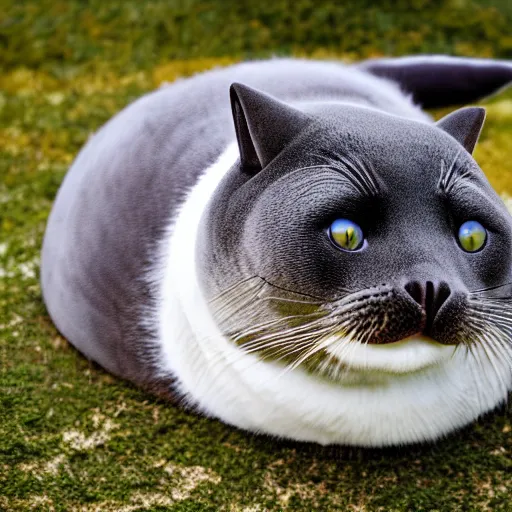 Prompt: photo of a hybrid between a cat and a seal