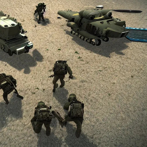 Image similar to arma 3 screenshot, us marine platoon