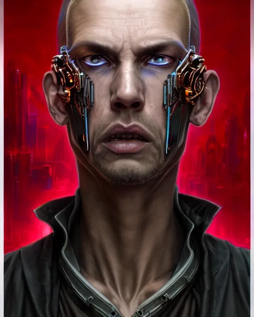 Image similar to front mugshot!!! of a cyberpunk criminal mastermind character, intricate, elegant, highly detailed, centered, (((artstation, concept art, smooth, sharp focus, artgerm, Tomasz Alen Kopera, Peter Mohrbacher, donato giancola, Joseph Christian Leyendecker, WLOP, Boris Vallejo))), mugshot!!!!!, ugly!!!!!!, octane render, nvidia raytracing demo, grainy, muted