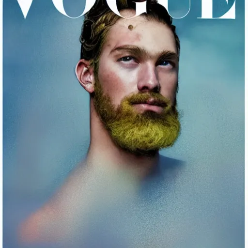Image similar to Portrait of Zeus for the cover of Vogue painted by Daniel Spreck
