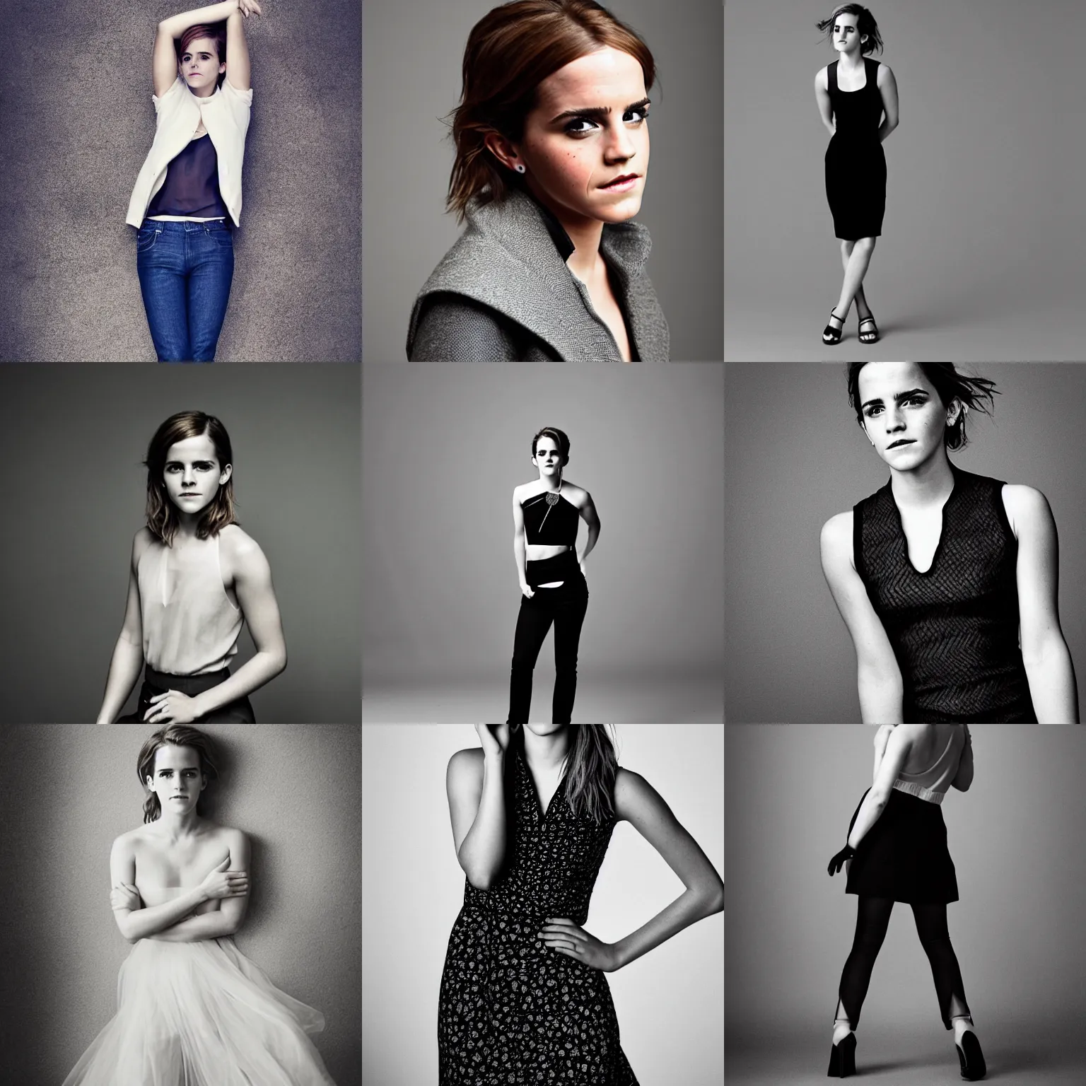 Prompt: full - body shot of emma watson being modeling portrait in the style of petter hegre, taken with sigma 2 0 mm f 1. 4