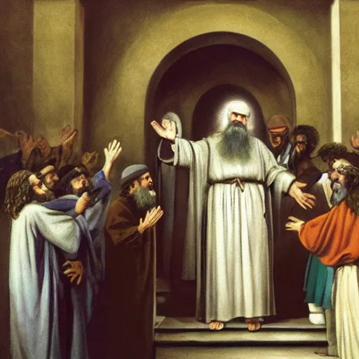 Image similar to photo of the jewish messiah welcoming the redeemed at the gates of heaven