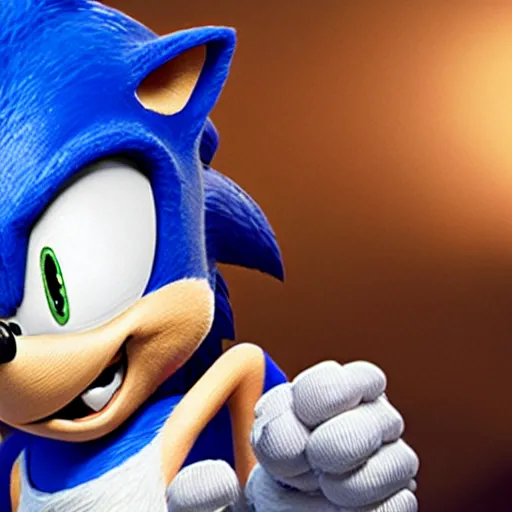 Image similar to photo of mummified sonic the hedgehog