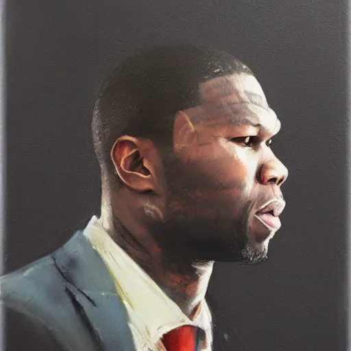 Prompt: 50 cent oilpainting by Akihiko Yoshida