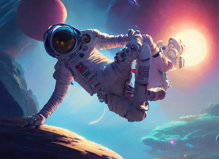 Image similar to highly detailed portrait of a spaceman, in no game no life, stephen bliss, 8 k, unreal engine, fantasy art by greg rutkowski, loish, rhads, ferdinand knab, makoto shinkai and lois van baarle, ilya kuvshinov, rossdraws, tom bagshaw, global illumination, radiant light, detailed and intricate environment