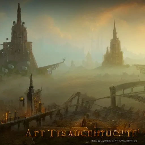 Prompt: a misty steampunk landscape, highly detailed, 8k, sharp focus, trending on artstation