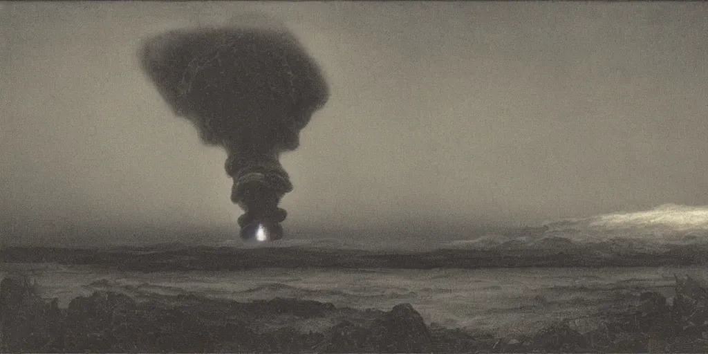 Prompt: \'The detonation of an atomic bomb from two miles away\' by Carl Gustav Carus