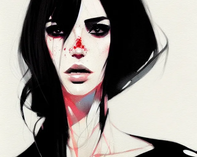 Image similar to a ultradetailed beautiful portrait panting of a stylish woman in a black dress, by conrad roset, greg rutkowski and makoto shinkai trending on artstation