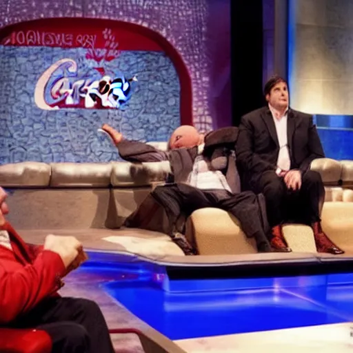 Image similar to Coca Cola character fall asleep in front of Kevin O'Leary and Mark Cuban, in Shark Tank (2016)