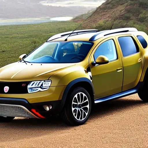 Prompt: A crossover between a Bugatti and a Dacia Duster