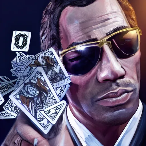 Image similar to close up portrait of the king of diamonds in gta v