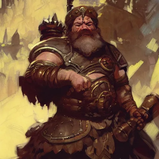 Prompt: A dwarven warrior, art by Craig Mullins, Simon Bisley, Gregory Manchess, Fernanda Suarez, Artem Demura, Alphonse Mucha, Donato Giancola, trending on artstation, digital art