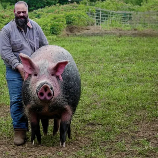 Image similar to a large bearded pig farmer