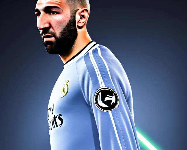 Prompt: 5 5 mm photo of karim benzema as a jedi. art by greg rutkowsky. highly detailed 8 k. intricate. lifelike. soft light. nikon d 8 5 0.