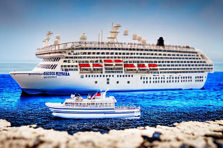 Image similar to fisher cruiseship, california scene from tv show hyper detailed 5 5 mm 8 5 mm, toy photography, made out of plastic