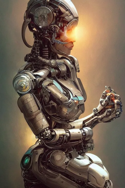 Prompt: Ultra realistic illustration, robot sitting, holding a human skull in it's hands, cyberpunk, sci-fi, fantasy, intricate, elegant, highly detailed, digital painting, artstation, concept art, smooth, sharp focus, illustration, art by artgerm and greg rutkowski and alphonse mucha