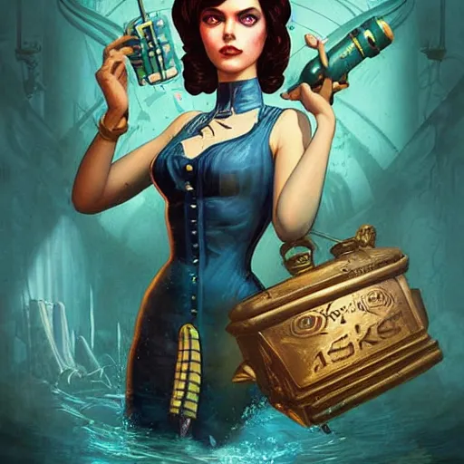 Prompt: lofi underwater bioshock beach model portrait, Pixar style, by Tristan Eaton Stanley Artgerm and Tom Bagshaw.