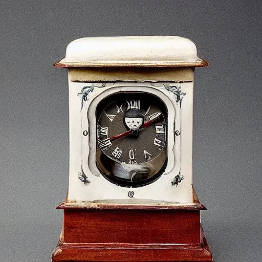 Image similar to an alarm clock from the 1800s that is made of human teeth