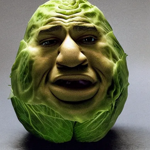 Image similar to cabbage with the face of Dwayne Johnson