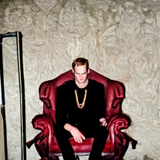 Prompt: eric northman sitting on his throne in a busy night club