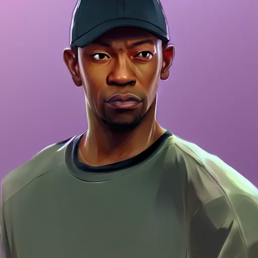 Image similar to carl johnson ( cj ) from gta san andreas, by wlop, by ilya kuvshinov