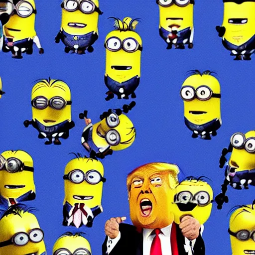 trump minion facebook meme, political minions, donald, Stable Diffusion