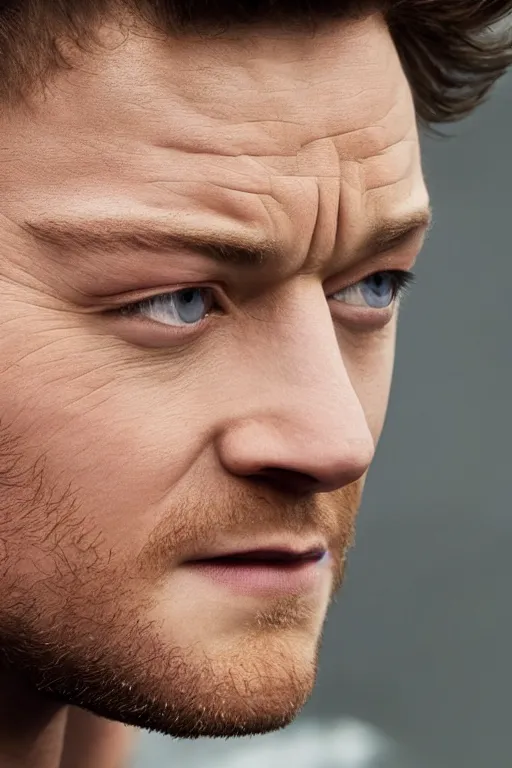 Image similar to Taron Egerton as Wolverine, close-up, sigma male, rule of thirds, award winning photo, unreal engine, studio lighting, highly detailed features, Canadian city setting