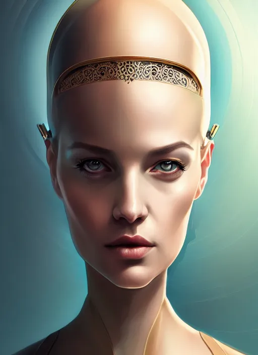 Image similar to symmetry!! portrait of female android, intricate, elegant, highly detailed, digital painting, artstation, concept art, smooth, sharp focus, illustration, art by fra angelico and greg ruthkowski