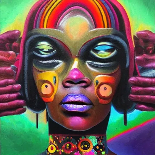 Image similar to If you really love me won't you tell me, then I won't have to be playing around, high quality oil painting afrofuturism, surrealism