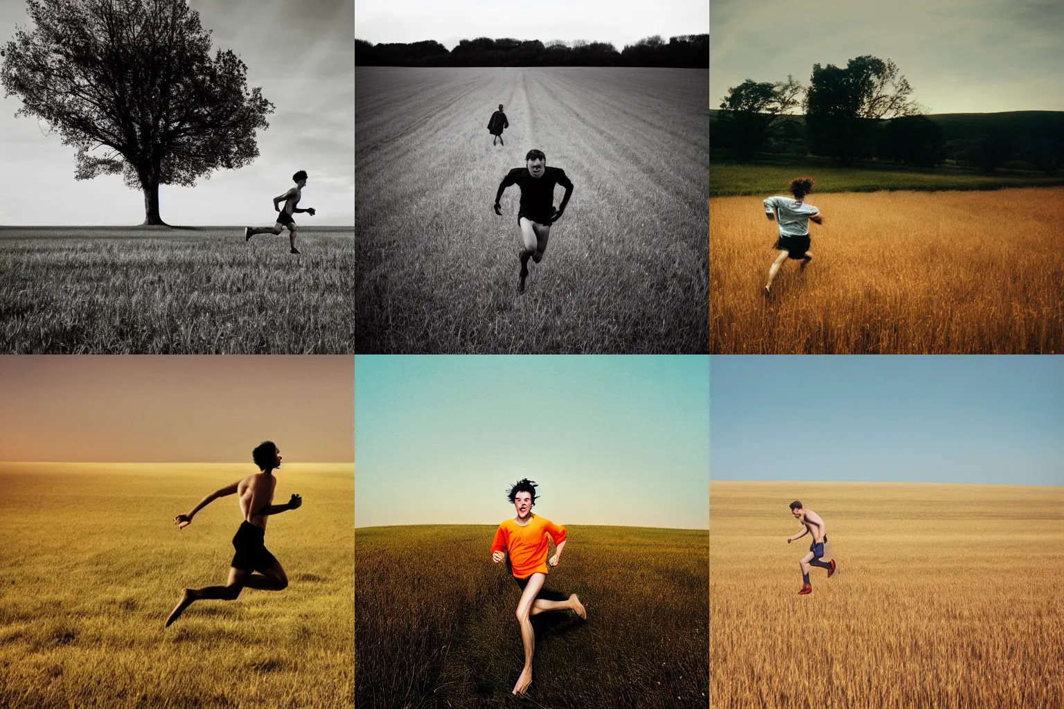 Prompt: a photo of a man running in a field by Ryan McGinley, in the style of Ryan McGinley