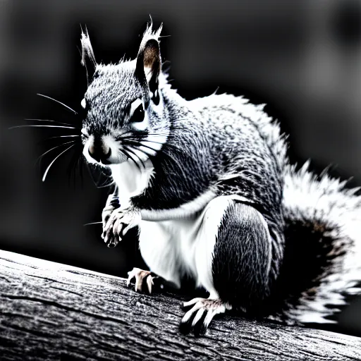 Prompt: black and white outline of a squirrel with a white background