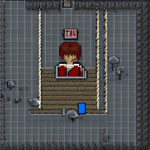 Image similar to ryu trapped in the video game silent hill, isometric style, highly detailed pixel art, production ready