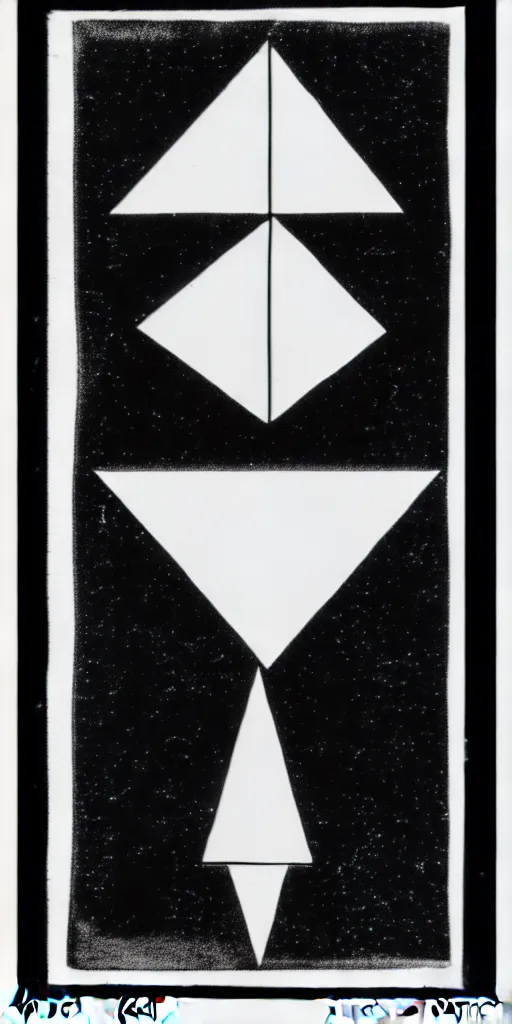 Prompt: minimal geometric the fool tarot card by karl gerstner, black and white monochrome, bordered, centered, in frame, 8 k scan