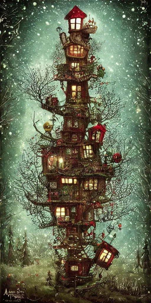 Image similar to a christmas tree house by alexander jansson