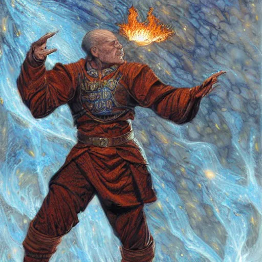 Image similar to wizard fox casting a fire ball spell, digital art, illustrated by donato giancola!!