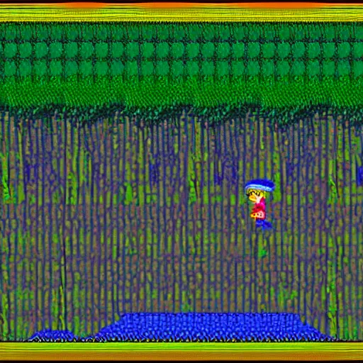 Prompt: Forest at night, SNES screenshot