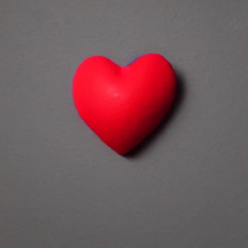 Image similar to 3d render of a badly formed red putty heart shape in the middle of a gray sheet of paper