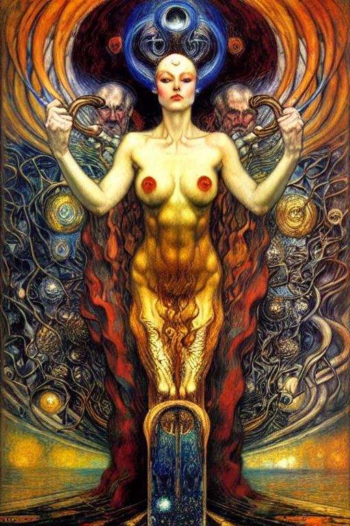 Image similar to Divine Chaos Engine by Karol Bak, Jean Delville, William Blake, Gustav Klimt, and Vincent Van Gogh, symbolist, visionary