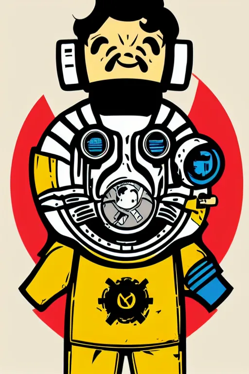 Image similar to fallout 7 6 retro futurist illustration art by butcher billy, sticker, colorful, illustration, highly detailed, simple, smooth and clean vector curves, no jagged lines, vector art, smooth andy warhol style