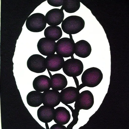 Prompt: zen, bunch of grapes, black ink painting