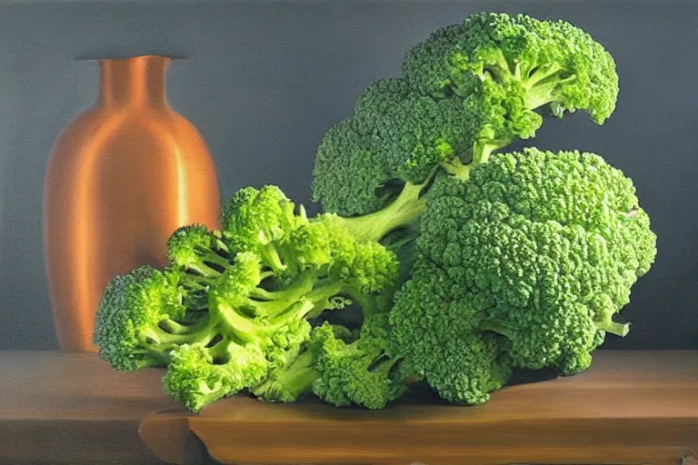 Image similar to broccoli music, surrealism, elegant oil painting, highly detailed