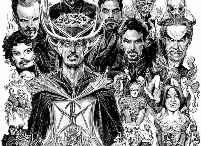 Image similar to a highly detailed satanic portrait of stephen strange, james gurney, james jean