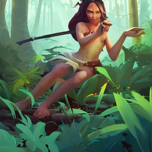 Image similar to painting forest nymph treasure on sea of thieves game avatar hero smooth face median photoshop filter cutout vector, behance hd by jesper ejsing, by rhads, makoto shinkai and lois van baarle, ilya kuvshinov, rossdraws global illumination