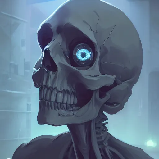 Image similar to a skull face monster minimalist, cyberpunk, behance hd by jesper ejsing, by rhads, makoto shinkai and lois van baarle, ilya kuvshinov, rossdraws global illumination ray tracing hdr radiating a glowing aura