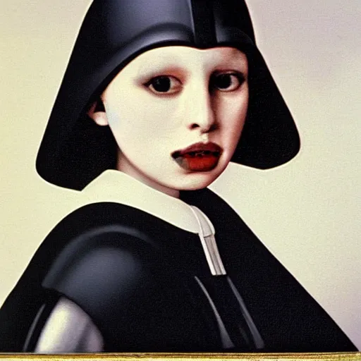 Image similar to Darth Vader a pearl earring by Johannes Vermeer