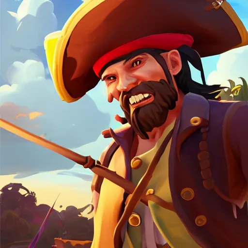 Image similar to painting jack the pirate on sea of thieves game avatar hero smooth face median photoshop filter cutout vector behance hd by jesper ejsing, by rhads, makoto shinkai and lois van baarle, ilya kuvshinov, rossdraws, illustration, art by ilya kuvshinov and gustav klimt