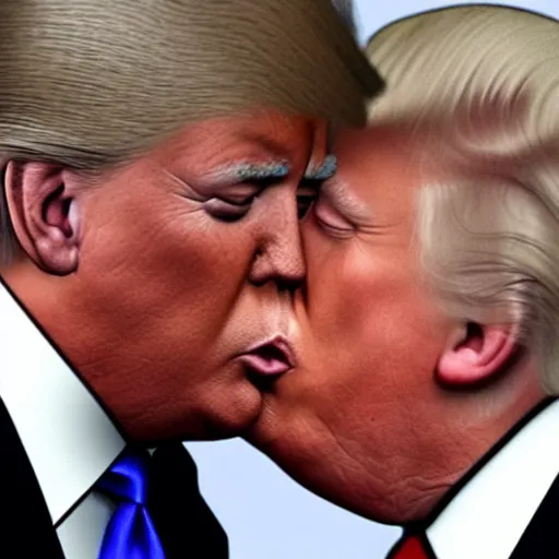 Prompt: joe biden and donald trump kissing, 2 0 2 4 presidential debate, photorealistic rendering. artstation, 4 k, hyperrealism