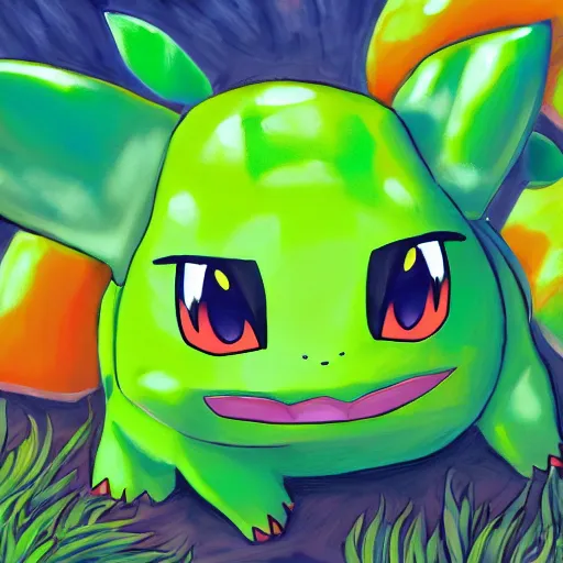 Prompt: a painting of the pokemon Bulbasaur, digital art 4k