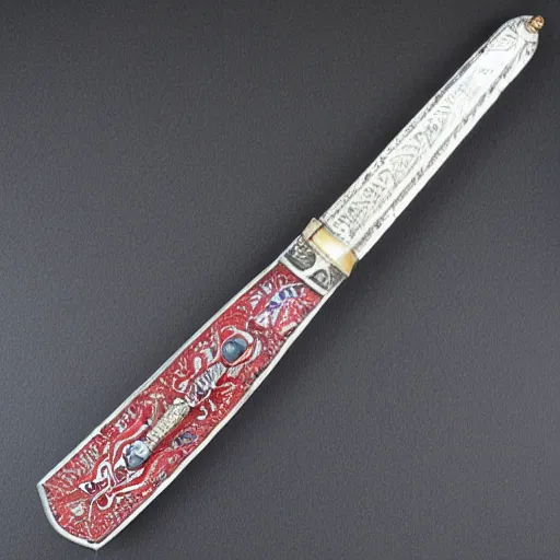 Image similar to royal silver claymore sword, ornate with rubies and amethysts